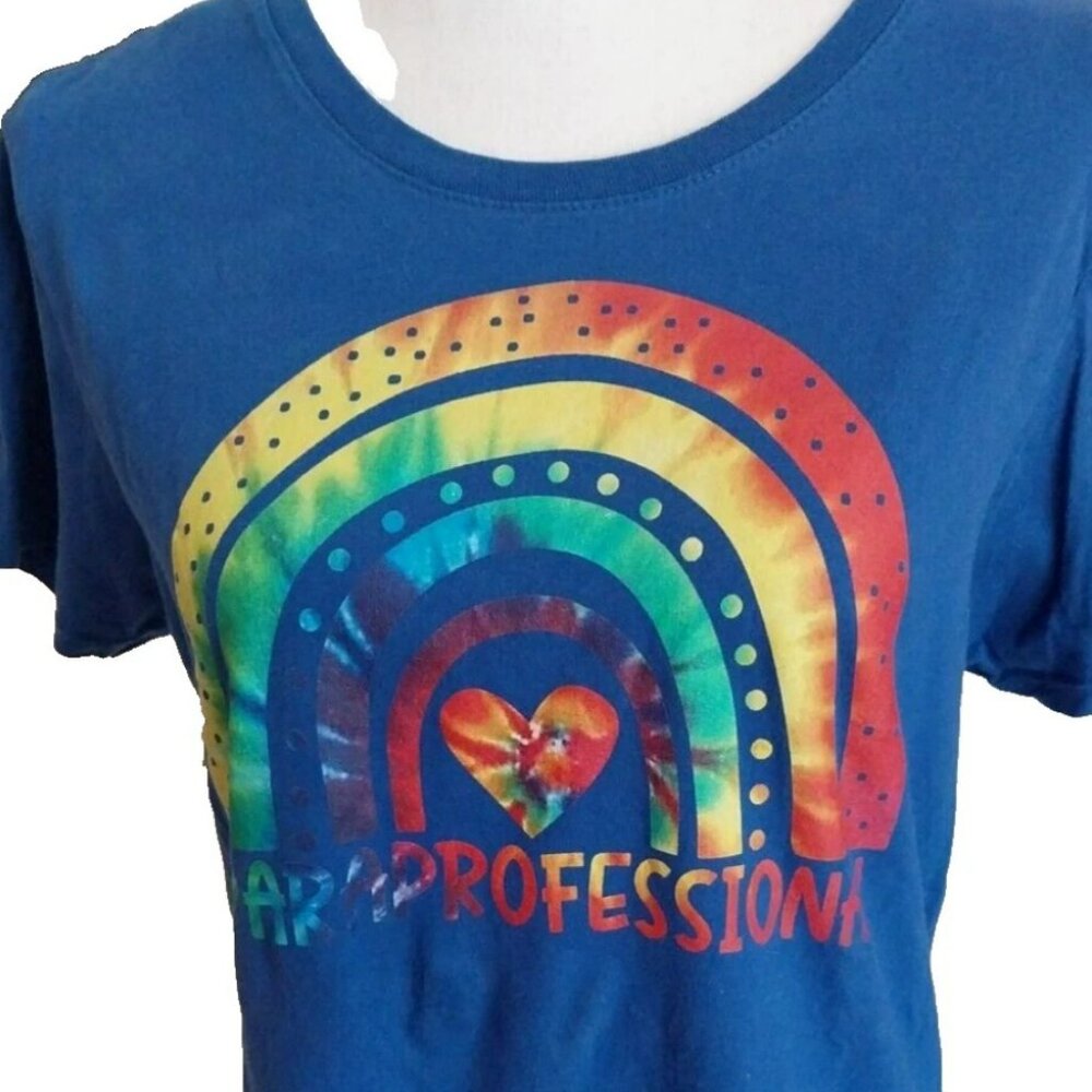 PARAPROFESSIONAL Teaching Para Squad Autism Awareness Rainbow Tie Dye T-Shirt